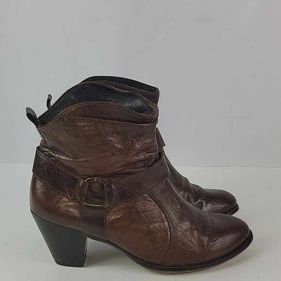 Paul Green Strappy Brown Leather Handmade Women's Ankle Boots - Picture 2 of 16
